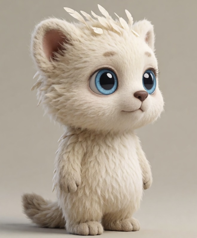 Mikkie, a white plush bear